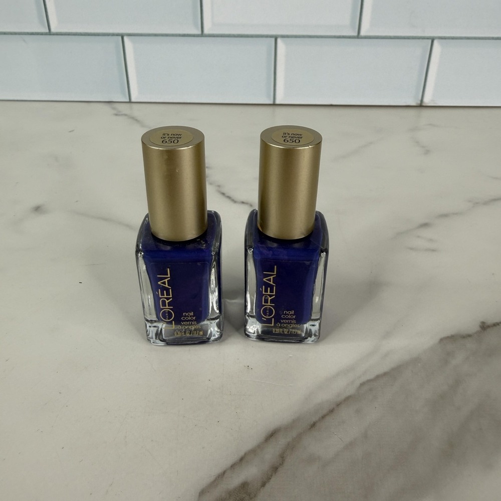 L'Oreal Paris Colour Riche Nail Polish 650 It's Now or Never Purple Lot of 2